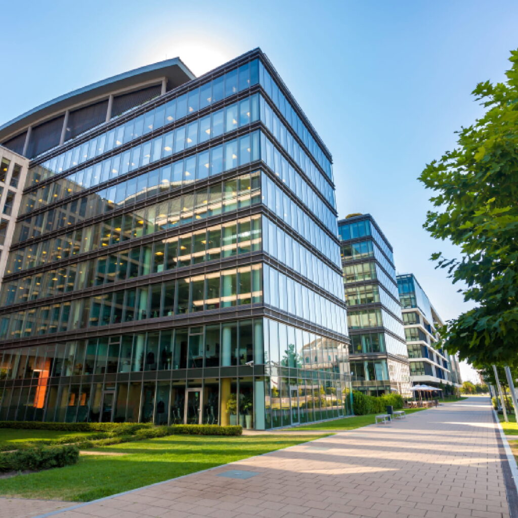 Modern glass office building